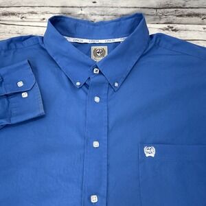 Cinch Shirt Men's 2XL Blue Button-Down Long Sleeve Western Pocket MTW1103799